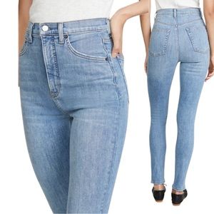 Reformation 29 Ultra High Rise Skinny Light Blue Wash Jeans Fitted Denim Bottoms